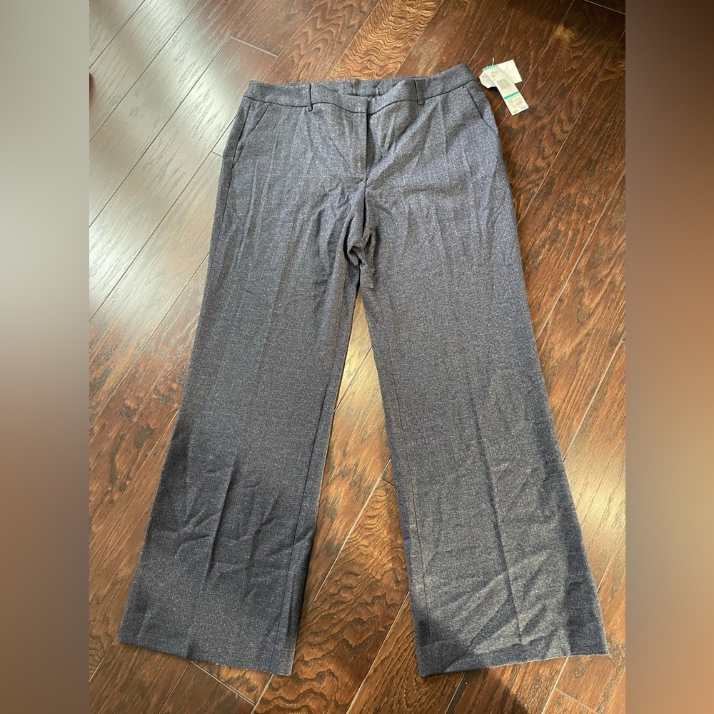 Jones New York Pants Women Size 16 Navy Silver Blend Mid Rise Straight Leg NEW